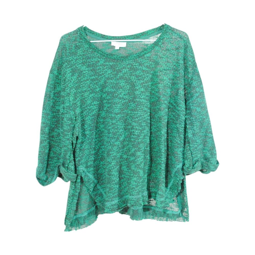 Umgee USA Textured Waffle Knit High ow Top Green Black Medium - Picture 3 of 5